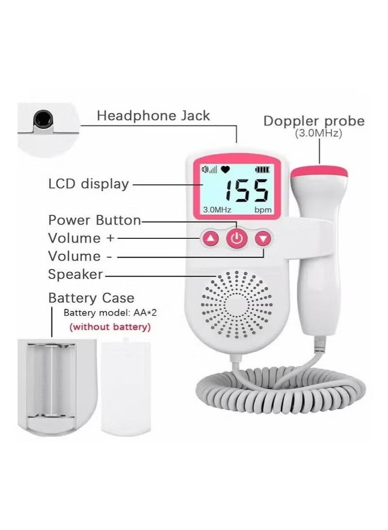 Realfrog Fetal Heart Rate Monitor, Portable Ultrasound Doppler, with LCD Screen - Image 2