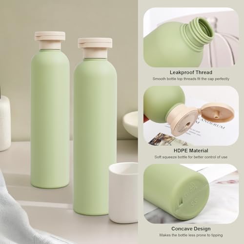 VZZNN 4 Pack Squeeze Bottles with Flip Cap, 8.8oz Refillable Leak Proof Squeeze Bottles, Travel Toiletry Bottles for Shampoo, Conditioner, Body Wash, Creams, Lotion - Image 4