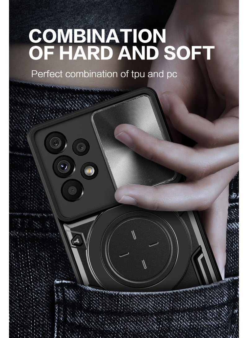 Case Cover Shockproof CD Protective Case with Camera Protection and Metal Ring Compatible with Samsung Galaxy A53 (Black) - Image 3