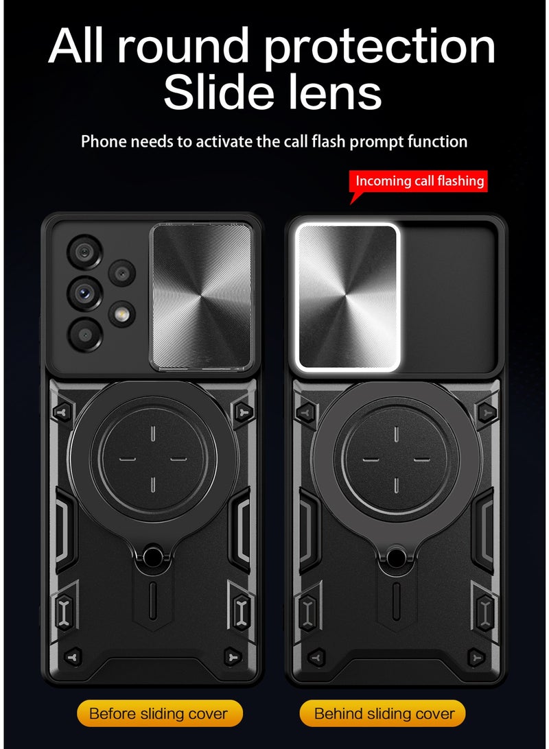 Case Cover Shockproof CD Protective Case with Camera Protection and Metal Ring Compatible with Samsung Galaxy A53 (Black) - Image 2