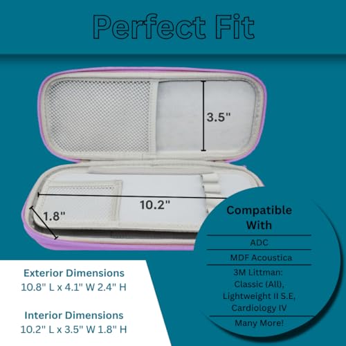 Caseling Hard Stethoscope Case for 3M Littmann Classic III, Lightweight II S.E, Cardiology IV Diagnostic, MDF Acoustica - ID Slot, Mesh Pocket for Nurse Accessories and Medical Supplies (Purple - Pu Leather) - Image 3