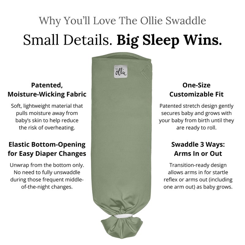 The Ollie Swaddle â€“ Adjustable Baby Swaddle for Newborns | Pediatrician-Approved for Safe Sleep | Easy Closure | Arms-Out | Lightweight, Machine-Washable | Easy Diaper Access - Image 2