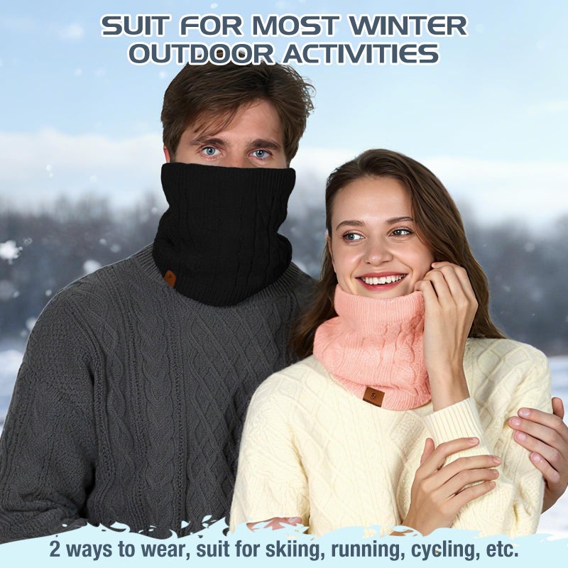 Goocoz Mens Scarf Winter Neck Gaiters 3PCS, Knit Neck Warmer with Thick Fleece Lining Scarves, Cold Weather Gear for Men Ski - Image 5