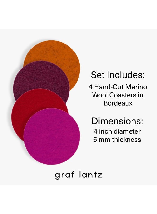 Graf Lantz Bierfilzl Round Felt Coasters - Multi-Color Set of 4 - 100% Merino Wool - Water-Wicking, Stain-Resistant, Absorbent (Bordeaux) - Image 4