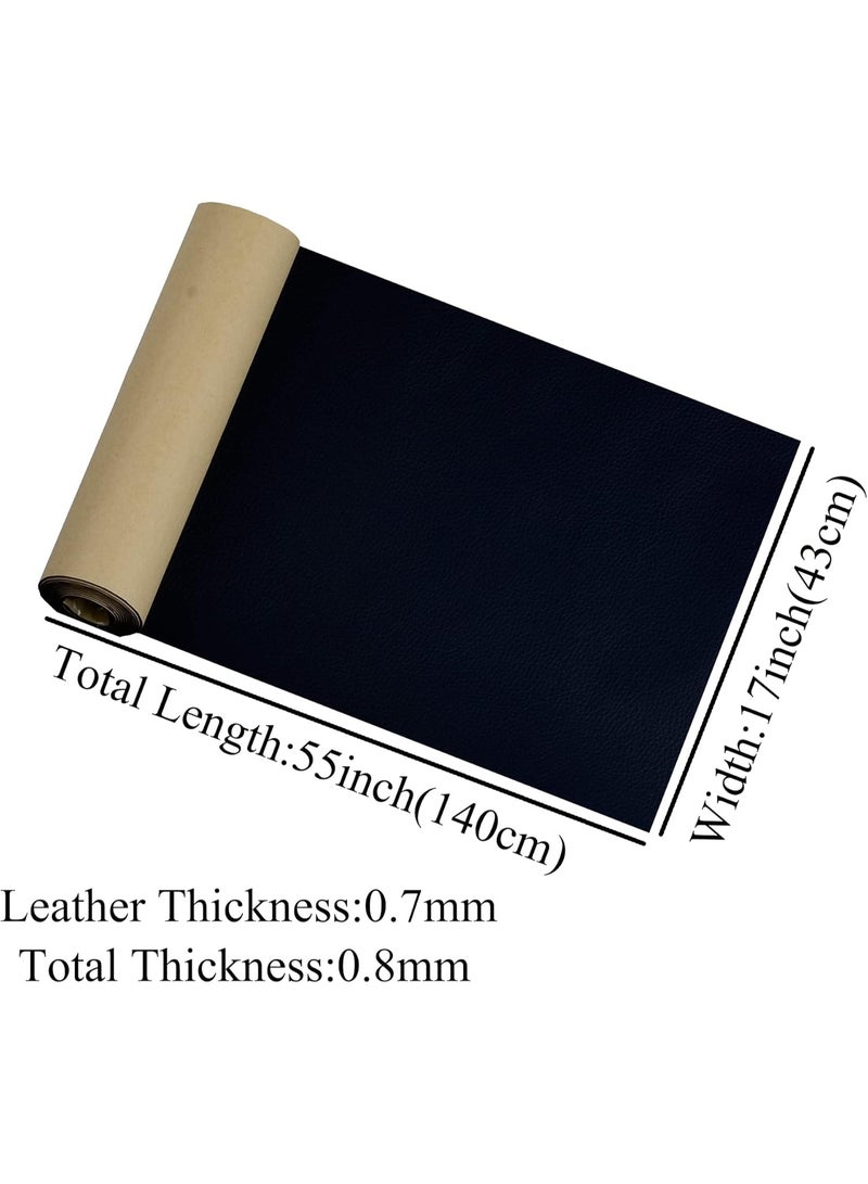 رقعة إصلاح الجلد للأرائك 17x55 بوصة، مجموعة رقع لاصقة كبيرة لإعادة التنجيد للأرائك ومقاعد السيارات والأثاث والكراسي الفينيل والسترات والأحذية والقماش لإصلاح التمزق (أسود، 17x55 بوصة) - Image 4