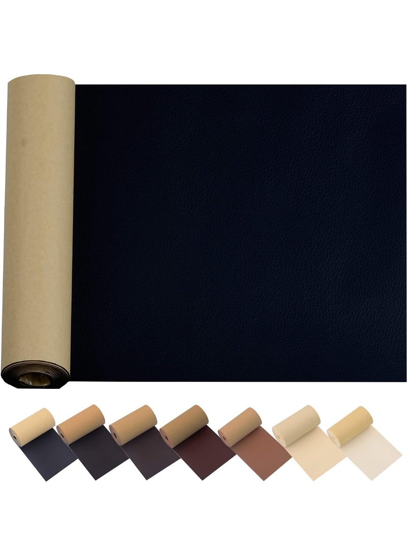 رقعة إصلاح الجلد للأرائك 17x55 بوصة، مجموعة رقع لاصقة كبيرة لإعادة التنجيد للأرائك ومقاعد السيارات والأثاث والكراسي الفينيل والسترات والأحذية والقماش لإصلاح التمزق (أسود، 17x55 بوصة) - Image 1