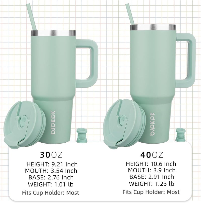 BJPKPK Insulated Tumblers With Handle And Straw 30 oz Stainless Steel Tumbler Cups With Lid,Pistachio Green - Image 4
