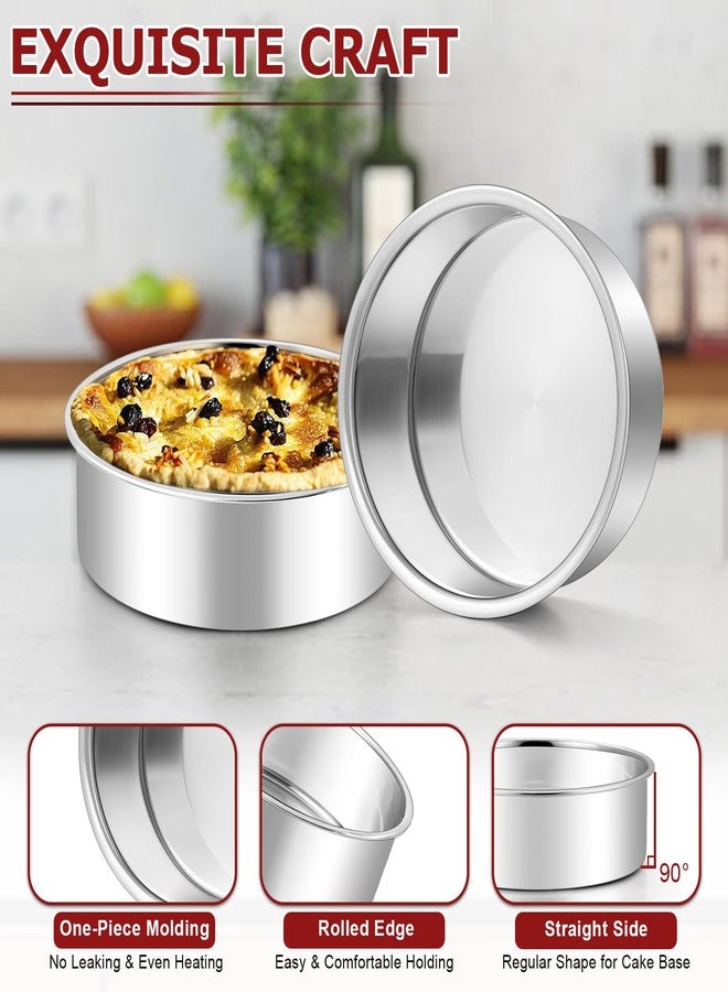 LIANYU Round Cake Pans Set of 2, 6 Inch Round Layer Cake Tins for Baking, Stainless Steel Round Baking Pan, Bakeware for Oven & Dishwasher, Non Toxic & Heavy Duty - Image 4