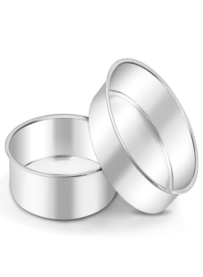 LIANYU Round Cake Pans Set of 2, 6 Inch Round Layer Cake Tins for Baking, Stainless Steel Round Baking Pan, Bakeware for Oven & Dishwasher, Non Toxic & Heavy Duty - Image 1