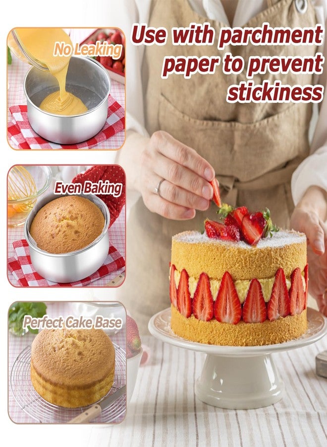 LIANYU Round Cake Pans Set of 2, 6 Inch Round Layer Cake Tins for Baking, Stainless Steel Round Baking Pan, Bakeware for Oven & Dishwasher, Non Toxic & Heavy Duty - Image 5