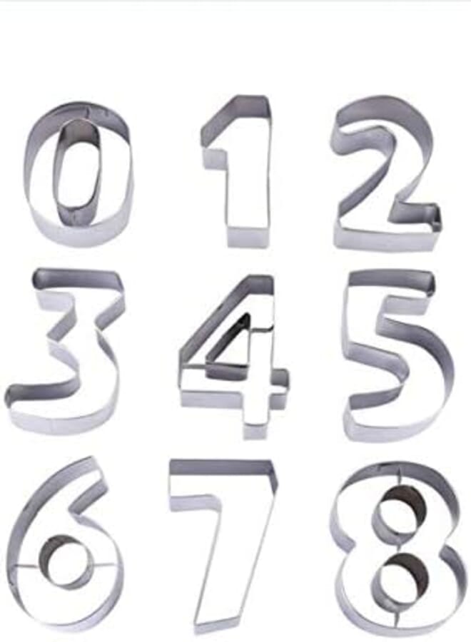 Jun Stainless steel 9 pcs number cookies cutter,biscuit,cake,fruit,vegetable cutter,large number cutter fondant,decorating tools