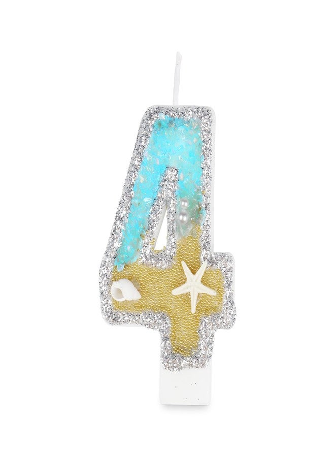 YIRAN Birthday Candles Number 4 Candle, Handmade Numeral Candle Cake Topper, Perfect for Mermaid Theme Baby Shark Theme Finding Nemo Theme Birthday Party Favors Decorations - Image 1