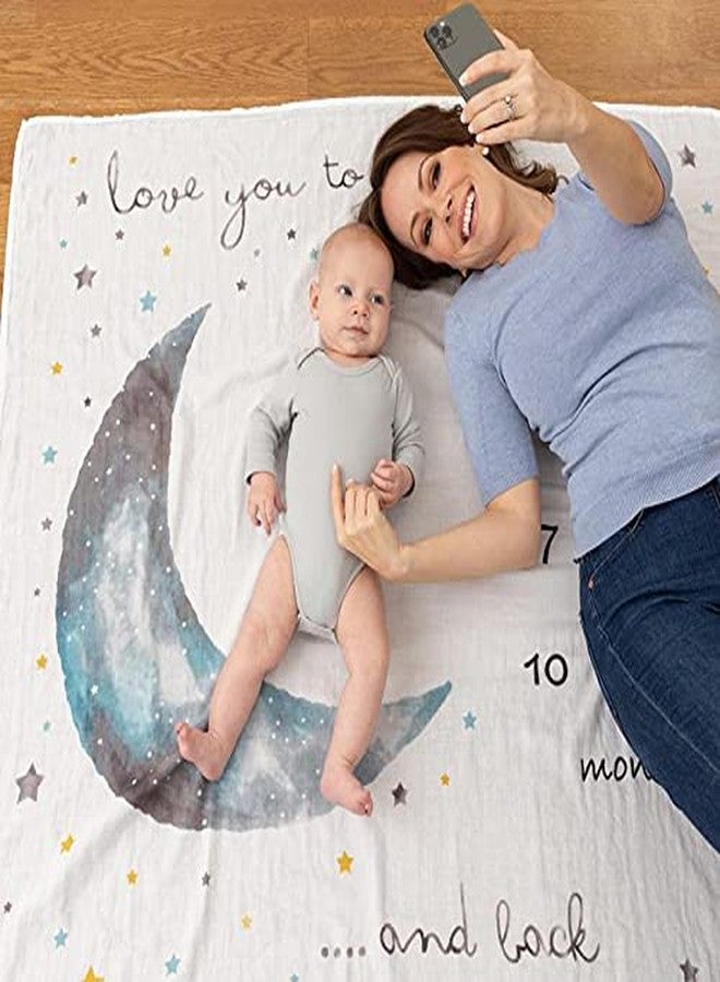 Pondering Pine Organic Baby Moon Milestone Blanket - Boy or Girl - Love You to The Moon and Back - Stars, 1-12 Months, 47'x47' - Image 4
