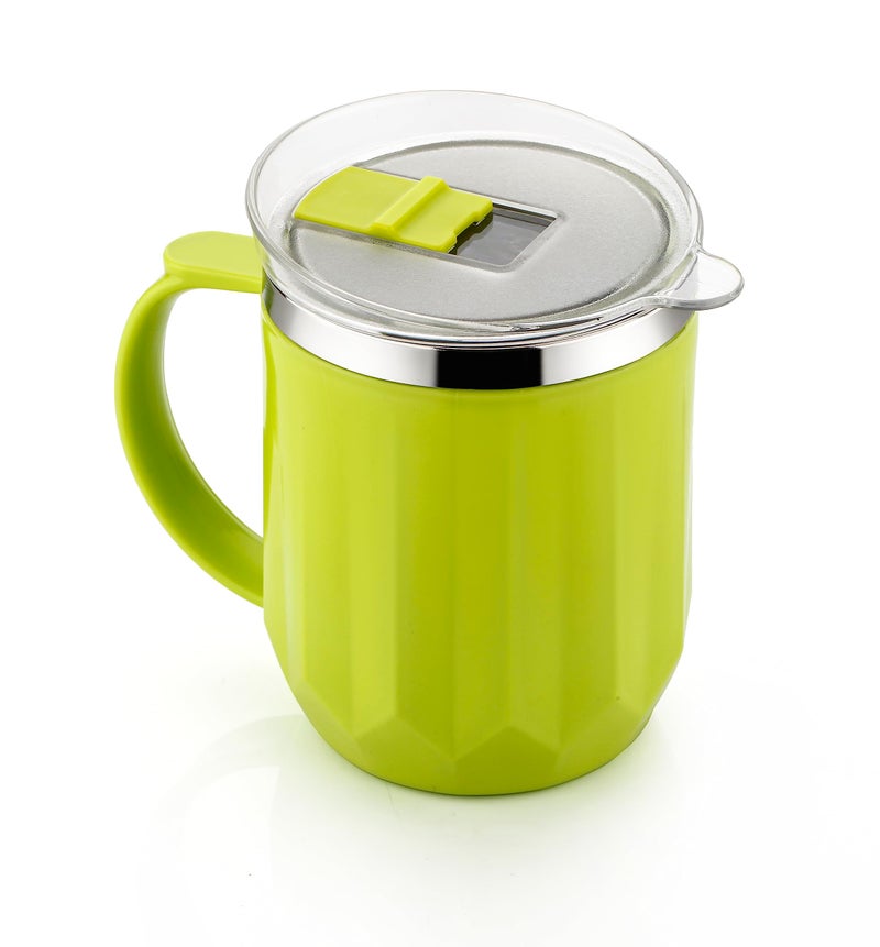 Attro Wonder Cup Vaccum Insulated Cup Comes with Styling Lid & Stylish Handle Perfect for Hot Tea, Coffee,Soups-450Ml Green, Stainless Steel, Plastic - Image 1