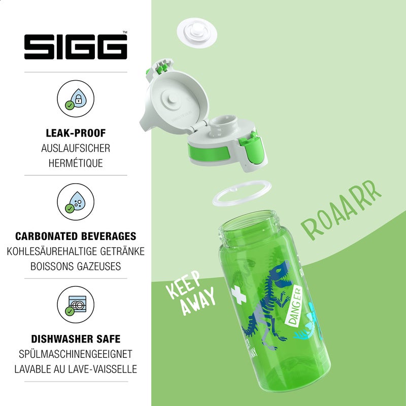 SIGG - Kids Water Bottle - Viva One Jurassica - Suitable For Carbonated Beverages - Leakproof - Dishwasher Safe - BPA Free - Sports & Bike - Green - 17 Oz - Image 3