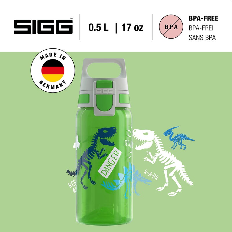 SIGG - Kids Water Bottle - Viva One Jurassica - Suitable For Carbonated Beverages - Leakproof - Dishwasher Safe - BPA Free - Sports & Bike - Green - 17 Oz - Image 2