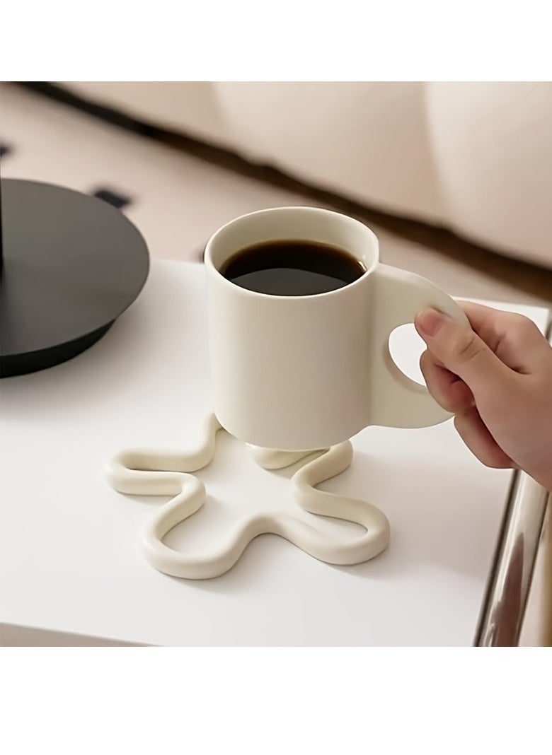 Generic 1 PC Silicone Tripod Coaster White Geometric Heat Resistant Drink Coaster, Non-Slip Pot Holder, Kitchen Accessories  - Image 1