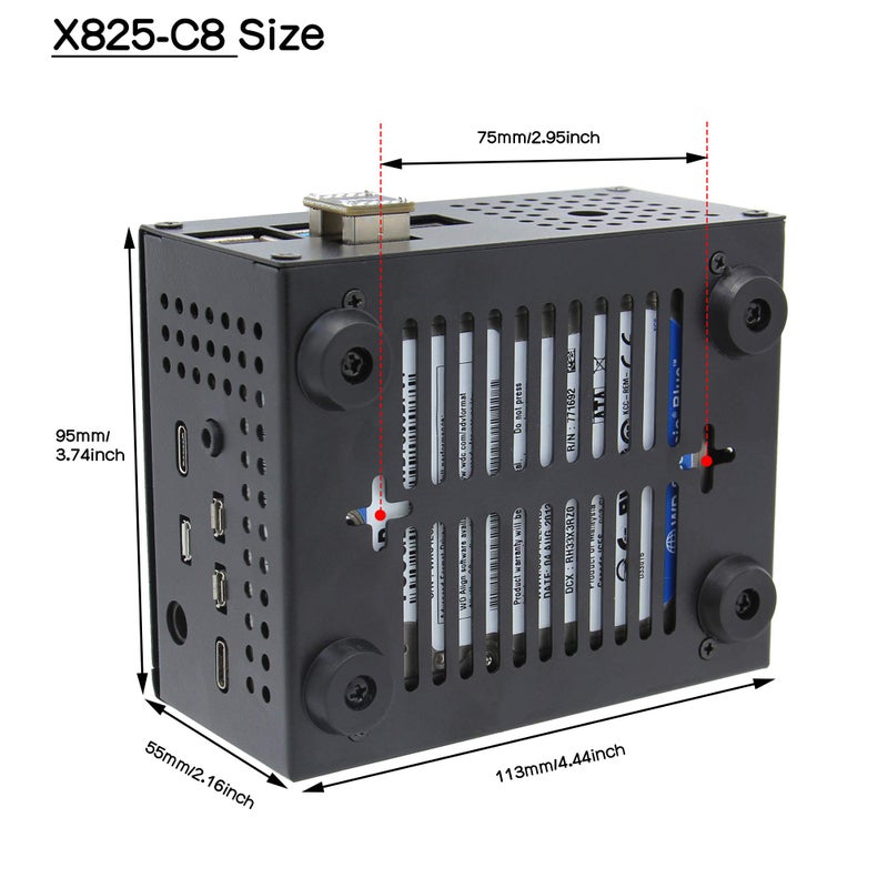 Geekworm Geekworm X825-C8 (X825 V2.0) Metal Case+Power Switch+Cooling Fan Support X825 V2.0 2.5 inch SATA SSD/HDD Shield & Raspberry Pi 4 Model B & X735 Only(Not Include RPi4&X825 V2.0&X735&PSU&SSD&TF Card) - Image 4