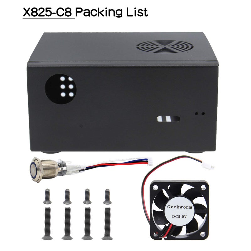 Geekworm Geekworm X825-C8 (X825 V2.0) Metal Case+Power Switch+Cooling Fan Support X825 V2.0 2.5 inch SATA SSD/HDD Shield & Raspberry Pi 4 Model B & X735 Only(Not Include RPi4&X825 V2.0&X735&PSU&SSD&TF Card) - Image 2