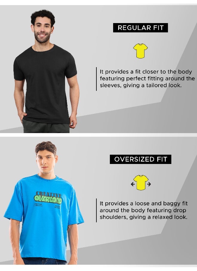 Beyoung Blue Puff Printed Oversized T-shirt For Men  - Image 4