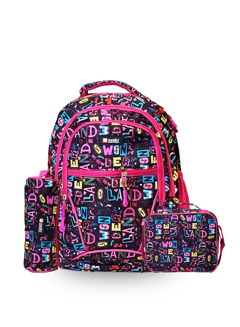 nuzki Nuzki Kids School Bag 3 Pcs/Set - Ultimate Student Backpack, Schoolbag, Pencil Case, and Lunch Bag Combo for Trendy Students - Image 1