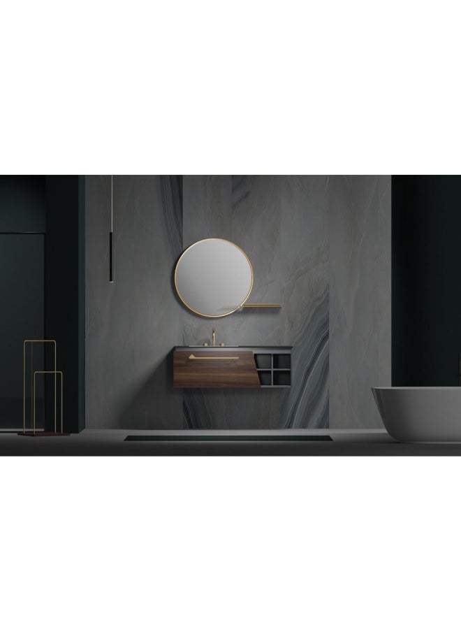 DANUBE HOME Milano Yang Vanity Cabinet W/Frame Less Mirror,S/S Shelf 1200*500*412 Washing Grey And Smokey Melamine  - Image 1