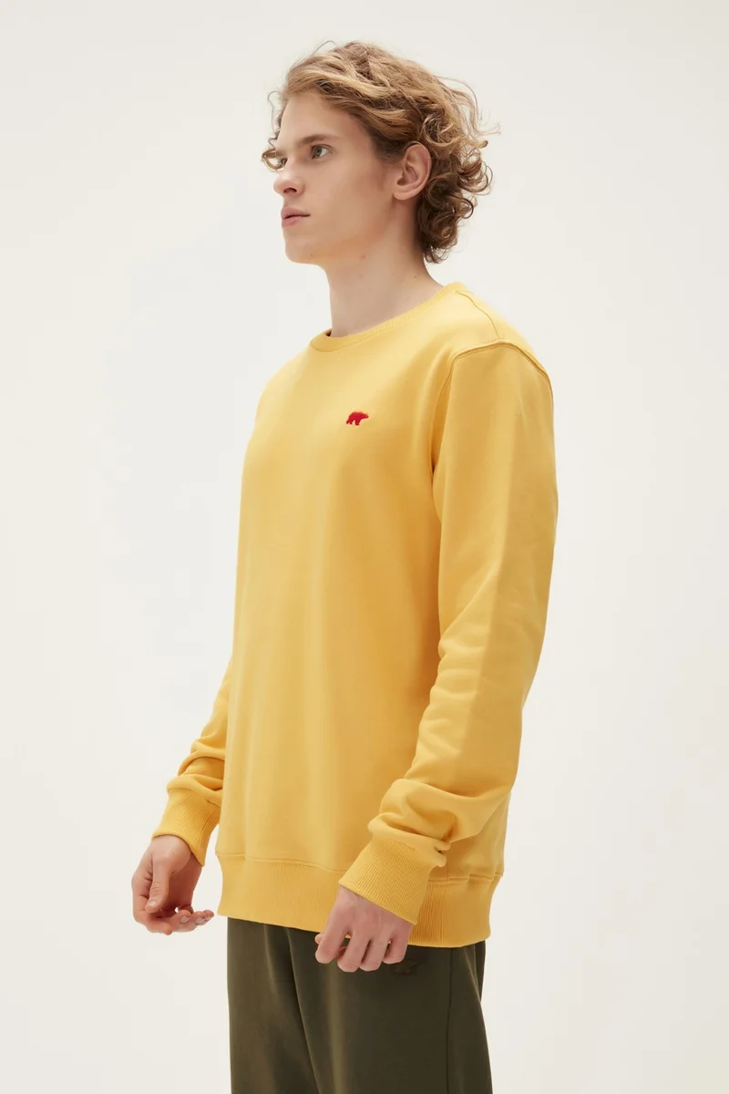 باد بير Men's Mustard Sweatshirt Roundad Crewneck