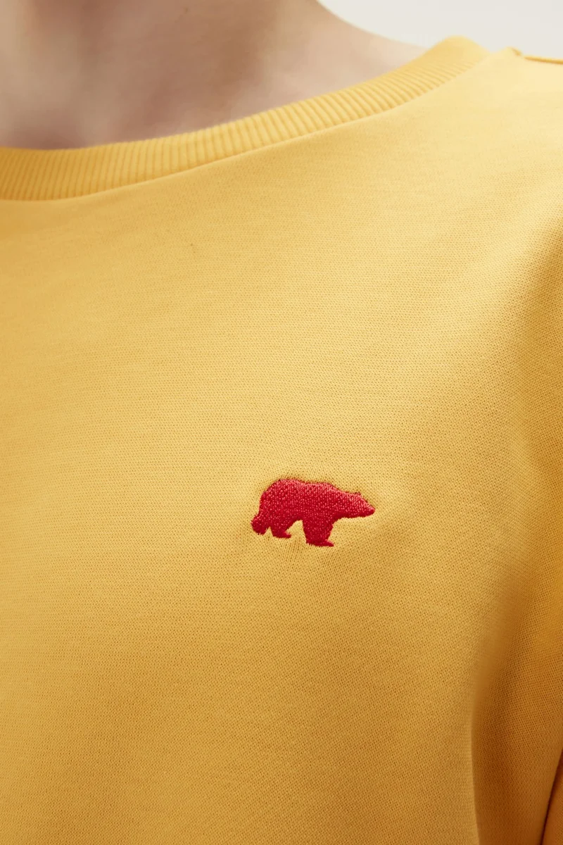 باد بير Men's Mustard Sweatshirt Roundad Crewneck