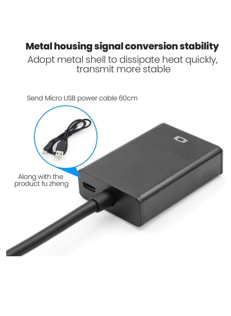 JAJEEK VGA to HDMI Converter, VGA Male to HDMI Female Adapter with 3.5mm Audio Jack, FHD 1080P for Connecting Computer Monitor, Laptop, Desktop, HD TV, DVD Projector, Big Screen for Meeting, Office (Black) - Image 4