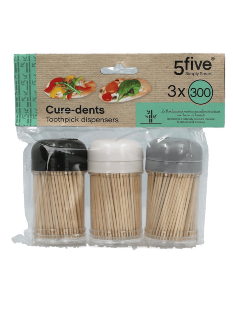 Five Simply Smart Disposable Bamboo Toothpick Set Beige - Image 1