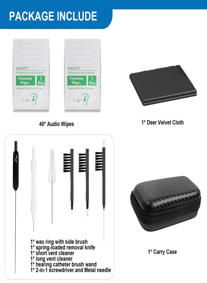 Phirunty Phitunry 52-Piece Hearing Aid Cleaning Kit Accessories Portable Hearing Aid Case Pocket Size with Cleaning Brush Tools, Dry Capsules, Audio Wipes, Deer Velvet cloth and Hearing Aid Travel Case（Medium） - Image 3