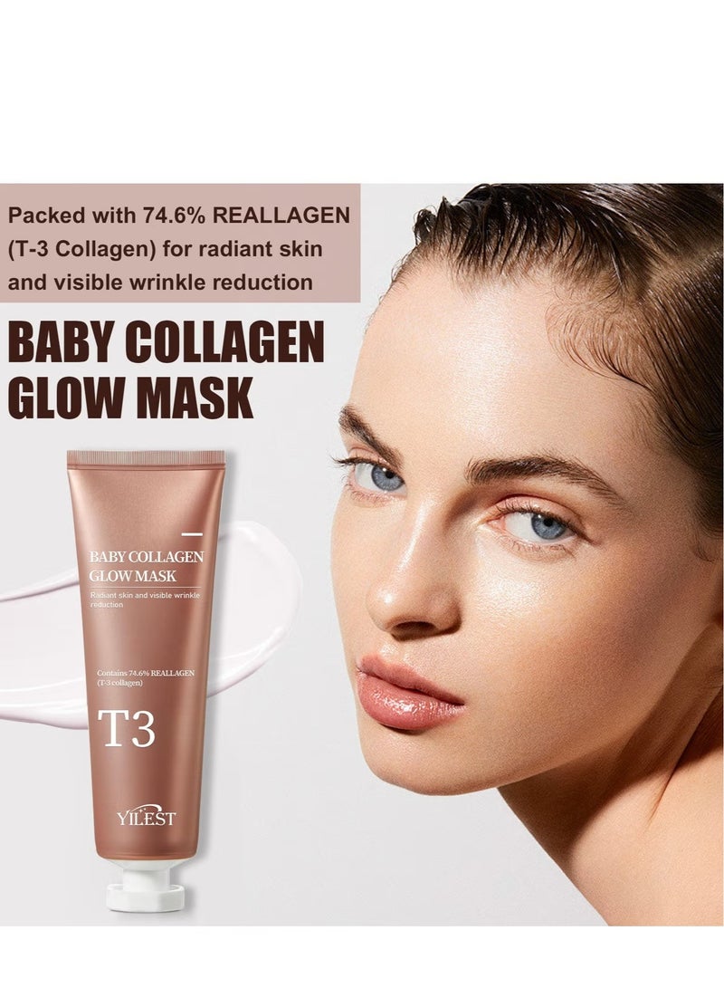 ييلست قناع T3 Collagen Pestlo، قناع Baby Collagen Glow، قناع تقشير T3 Collagen، قناع شد المسام للعناية بالبشرة المضادة للتجاعيد، قناع لف الكولاجين، شد مرونة الجلد (70 مل) - Image 5