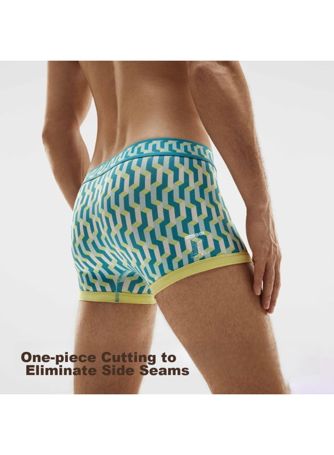 Bananain Silver Skin 501c Men's Underwear, Combed Cotton, Youth Geometric Contrasting Color Print, 7a Antibacterial Breathable Boxer Briefs, 3-pack - Image 3