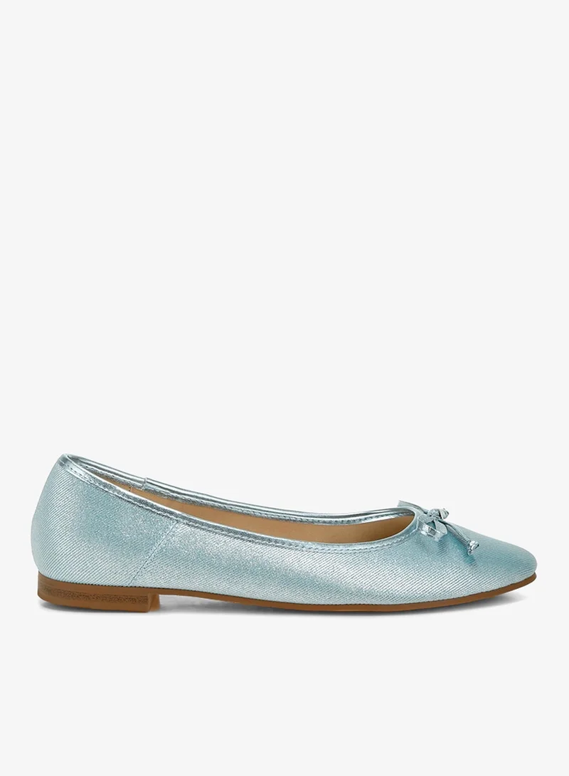 Metallic Ballet Flats in Baby Blue