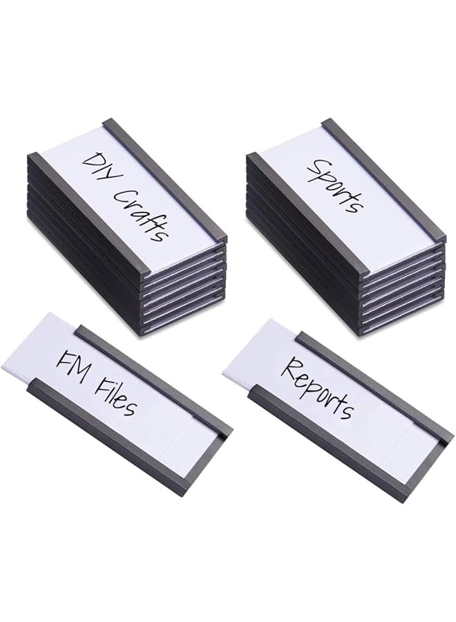 إيروريكس 20 قطعة حاملات ملصقات مغناطيسية حاملات بطاقات اسم مغناطيسية مع واقيات بلاستيكية شفافة وإضافات ورقية حاملات بطاقات بيانات مغناطيسية للرفوف المعدنية ورفوف السبورة البيضاء والملصقات المغناطيسية 100 × 50 مم - Image 1