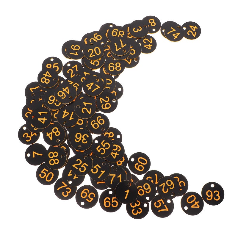 Numbered Plastic Key Tags Black Yellow 100pcs for Locker Cabinet Office Restaurant Identification - Image 2