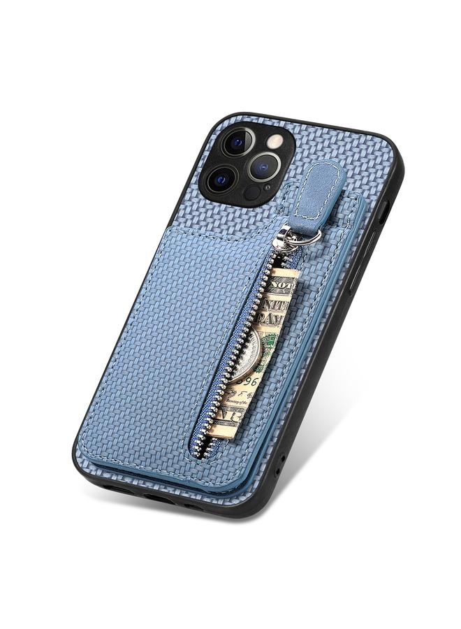 اس-توب جراب هاتف iPhone 12 Pro Max من ألياف الكربون مع سحاب رأسي قابل للطي - Image 4