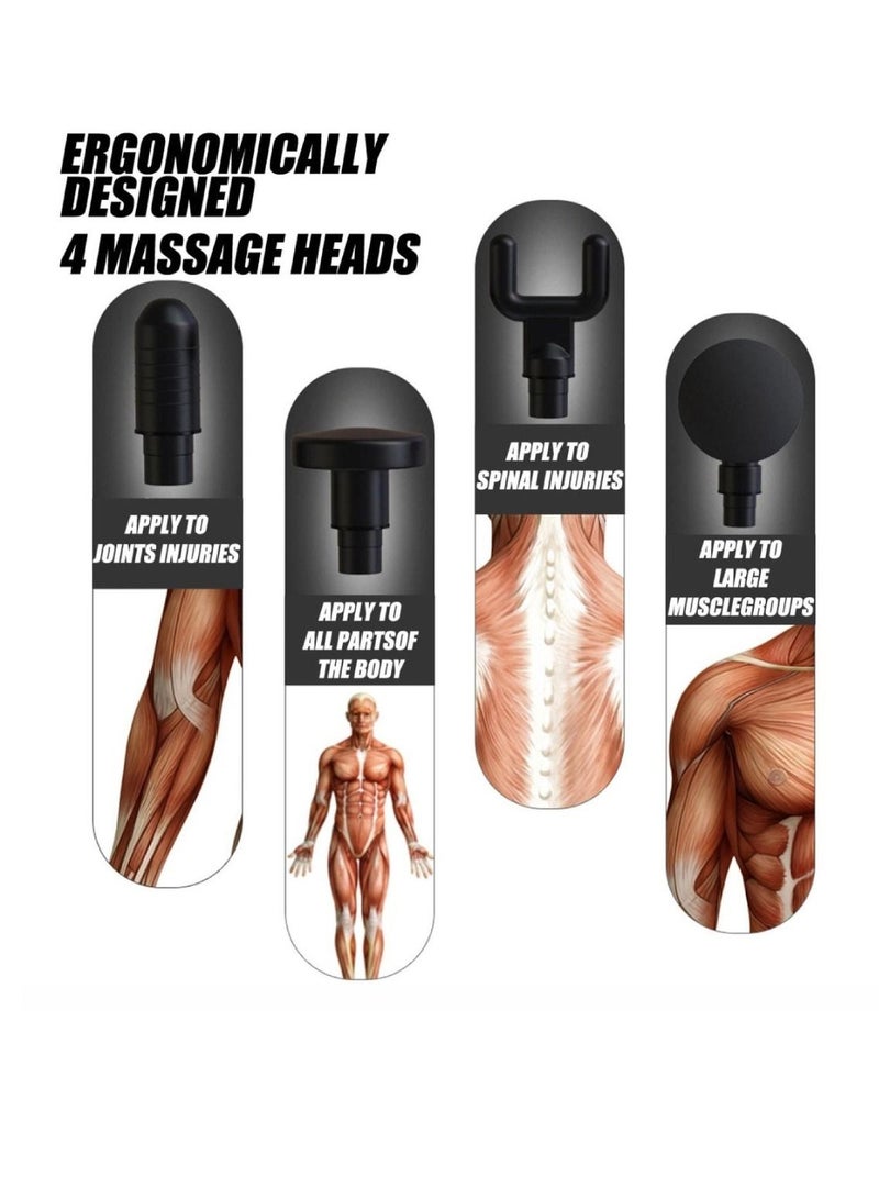 Yuwell Deep Tissue Massage Gun With 4 Massage Heads Muscle Massager Gun For Athletes Powerful Portable Electric Handheld Deep Tissue Body Massager Gun Neck Massager Gun 6 Adjustable Speed Moods - Image 3
