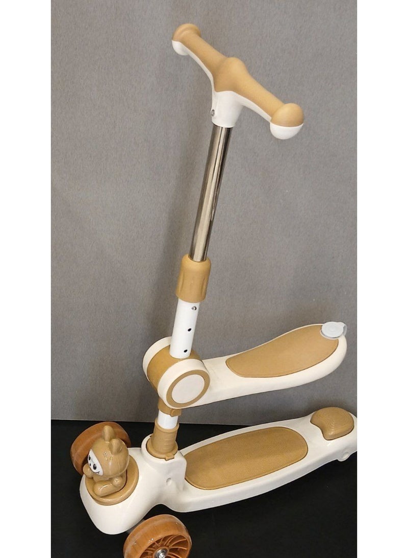 سكوتر للاطفال قابل للطي وارتفاعات متعددة ومقعد قابل للازالة - مع أضواء فلاش وموسيقي - دراجة ثلاثية العجلات فاخرة للاطفال - Image 1