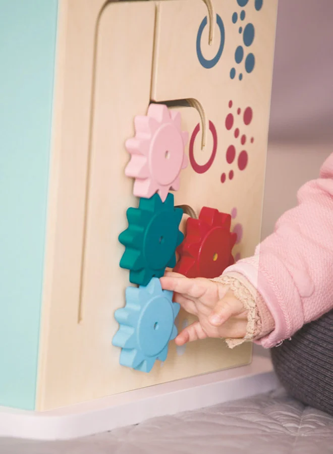 هيب Wooden Multi Activity Cube, 12 Months & Up, Encourage Imagination & Story Telling, Activity Center, Motor Skill Activity Cube, Multicolor