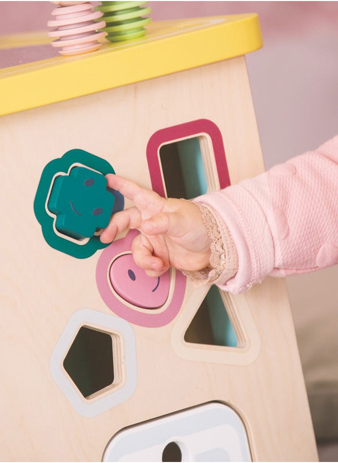 Hape - Wooden Multi Activity Cube, 12 Months & Up, Encourage Imagination & Story Telling, Activity Center, Motor Skill Activity Cube, Multicolor - Image 1