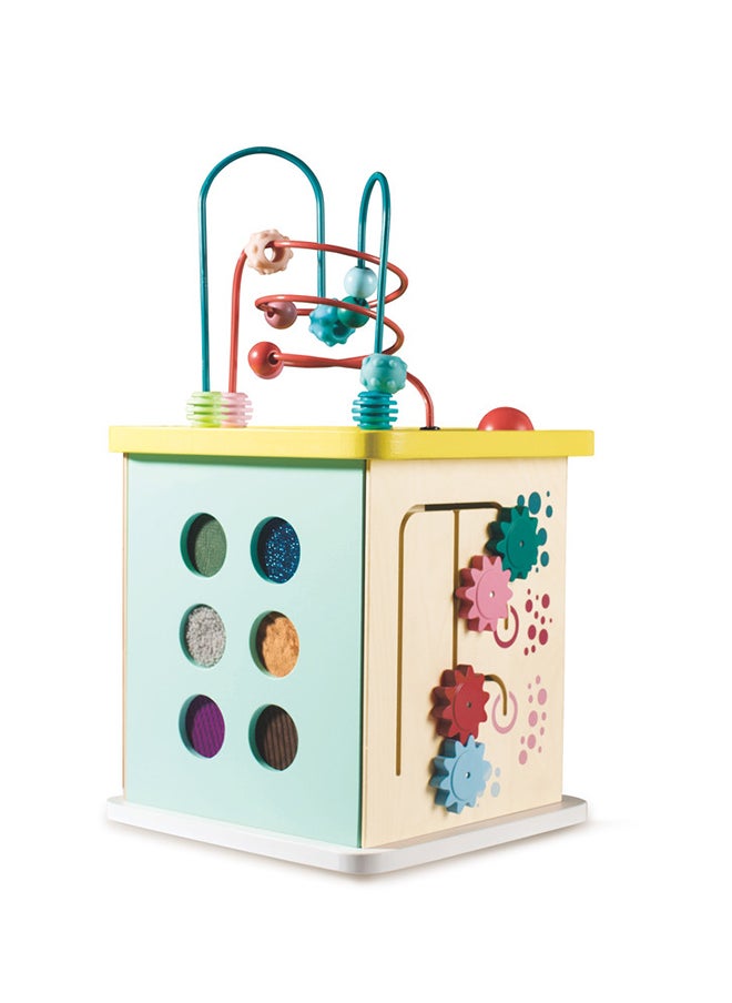 Hape - Wooden Multi Activity Cube, 12 Months & Up, Encourage Imagination & Story Telling, Activity Center, Motor Skill Activity Cube, Multicolor - Image 1