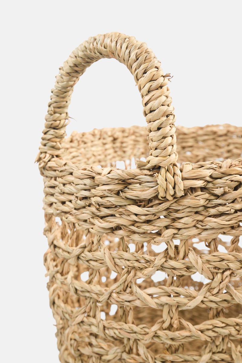 Muy Mucho Round Basket With Handles, Tan - Image 3