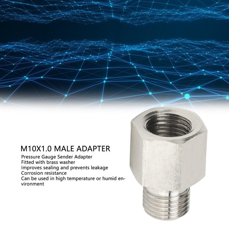 Stainless Steel 1 8in NPT Female to M10x1 0 Male Automotive Oil Pressure Gauge Sender Adapter - Image 4