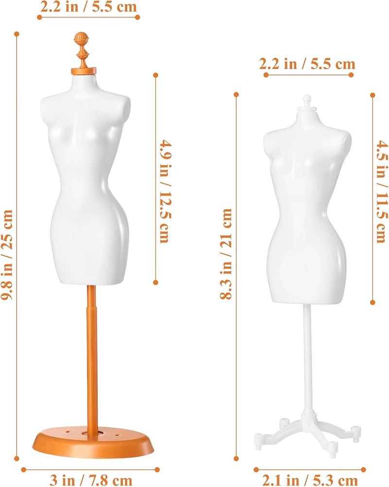 comfrt Mini Size Female Mannequin Torso, 4Pcs Mini Doll Dress Form Manikin Body with Base Stand for Sewing Dressmakers Dress Jewelry Display, Black&White, 25x7.5cm/9.82x2.95inch, (Mixed Style) - Image 2