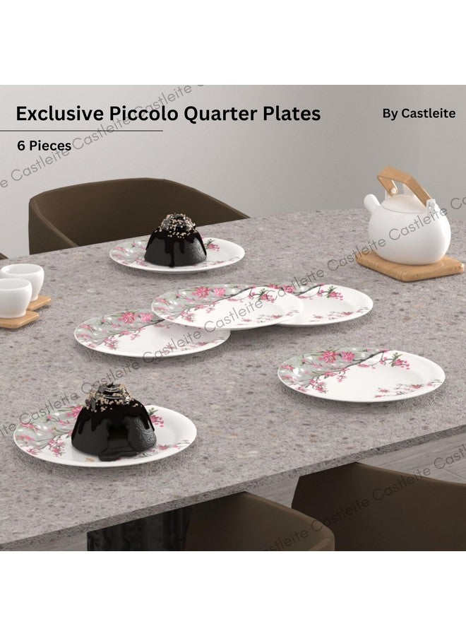 Castleite Piccolo Melamine Quarter Plates Set of 6 - Size 8', Non Breakable, Round Designer Plate for Serving Snacks, Breakfast, Lunch or Dinner at Home, Kitchen, or Café, Stainless Rouge Blush - Image 2