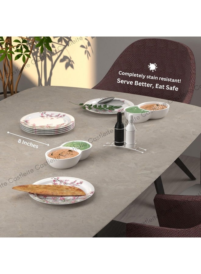 Castleite Piccolo Melamine Quarter Plates Set of 6 - Size 8', Non Breakable, Round Designer Plate for Serving Snacks, Breakfast, Lunch or Dinner at Home, Kitchen, or Café, Stainless Rouge Blush - Image 4