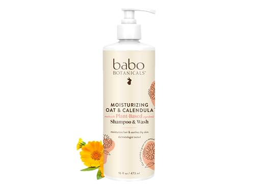 Babo Botanicals Babo Botanicals Moisturizing Oat & Calendula 2-in-1 Shampoo & Wash - For Dry or Sensitive Skin - For all ages - Lightly Scented - Vegan - 16 Fl Oz