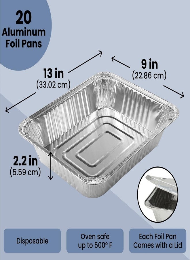 Juvale Aluminum Pans with Lids - 9x13 in, Silver, 20-Pack - Disposable Aluminum Pans, Foil Trays & Catering Trays for Baking & Roasting - Image 3