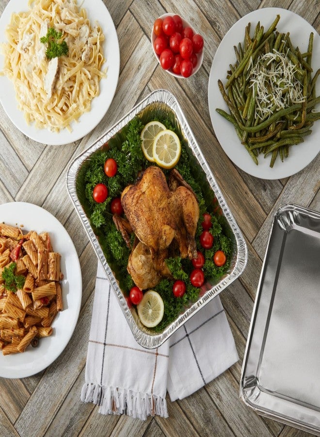 Juvale Aluminum Pans with Lids - 9x13 in, Silver, 20-Pack - Disposable Aluminum Pans, Foil Trays & Catering Trays for Baking & Roasting - Image 2